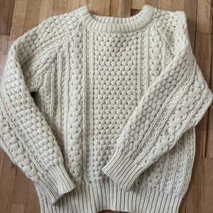 Cozy Cream Cable Knit Irish Wool Sweater